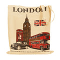 Printed 100% Cotton Tote Bag Souvenir for Presents | London Canvas Gift Bag | Reusable UK Shopping Bag | Size 38x42cm+65cm long Handle