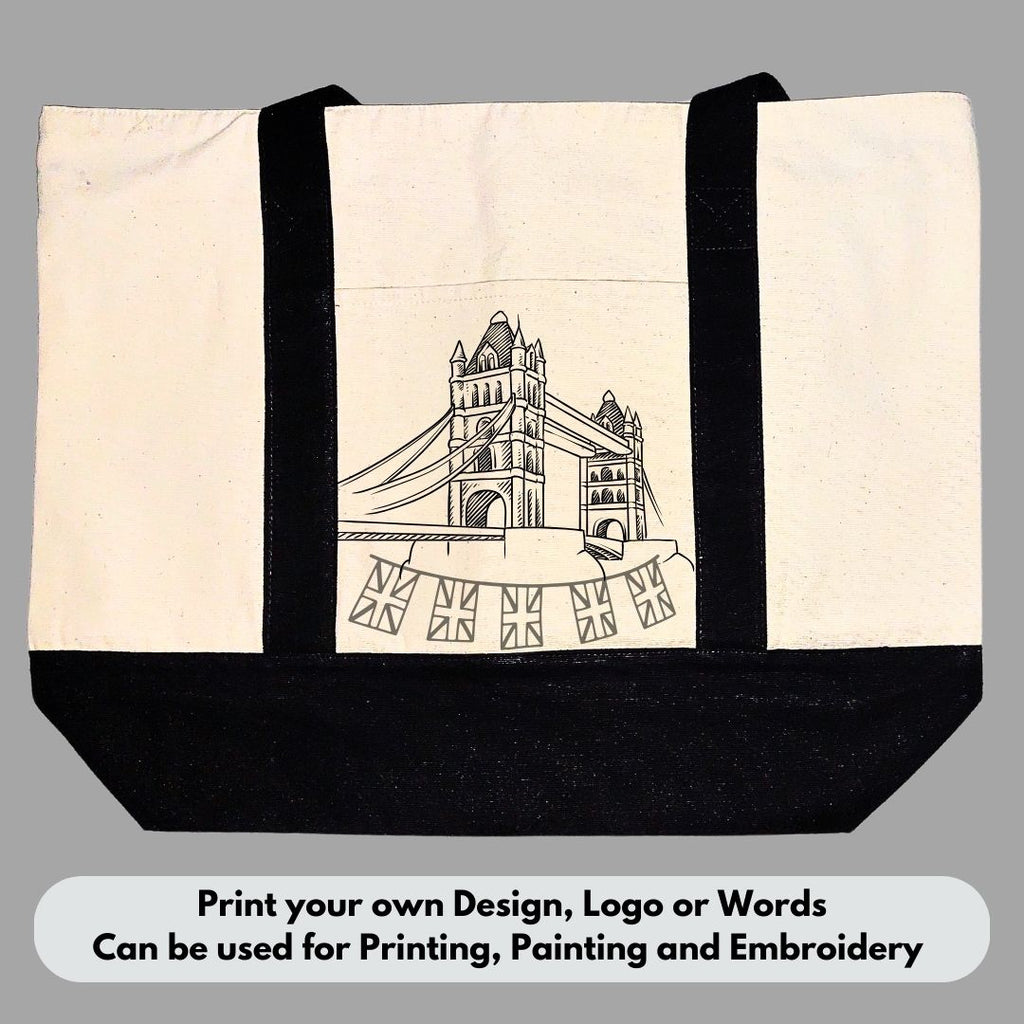 Heavy Duty 100% Cotton Canvas Tote Bag With Zip and external pocket, Suitable for Daily Grocery, Travel, Shopping, Events and Gifts