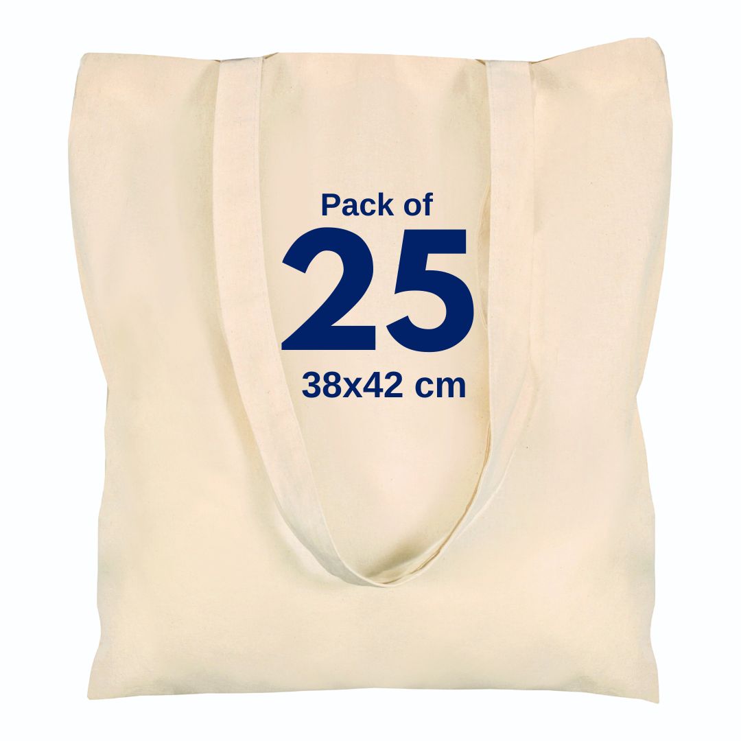 100% Cotton Natural Tote Bags - 38 X 42 cm+65cm long Handles