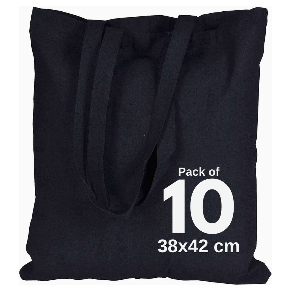 100% Cotton Black Tote Bags - 38 X 42 cm+65cm long Handles