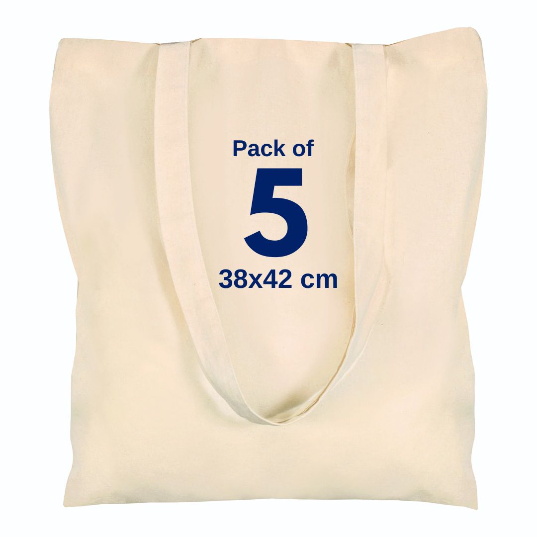 100% Cotton Natural Tote Bags - 38 X 42 cm+65cm long Handles