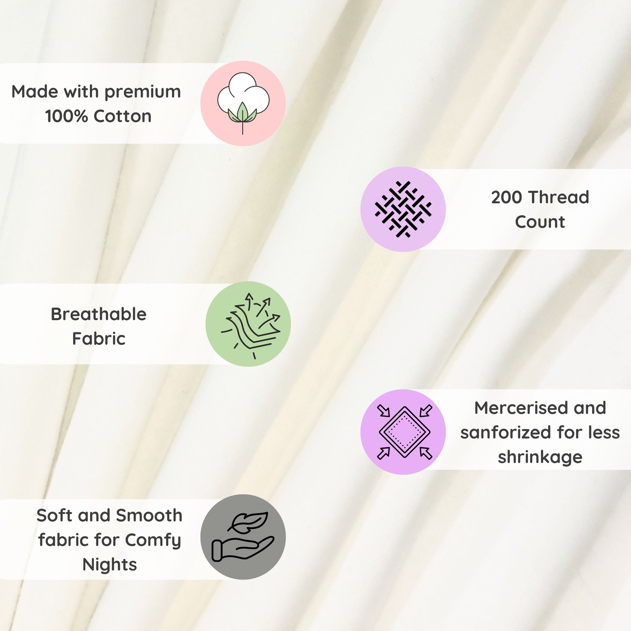 Pillow Cases 4 Pack -200 Thread Count 100% Cotton Pillowcases Hotel Quality with Envelope Closure -White -Standard Size 50x75 cm